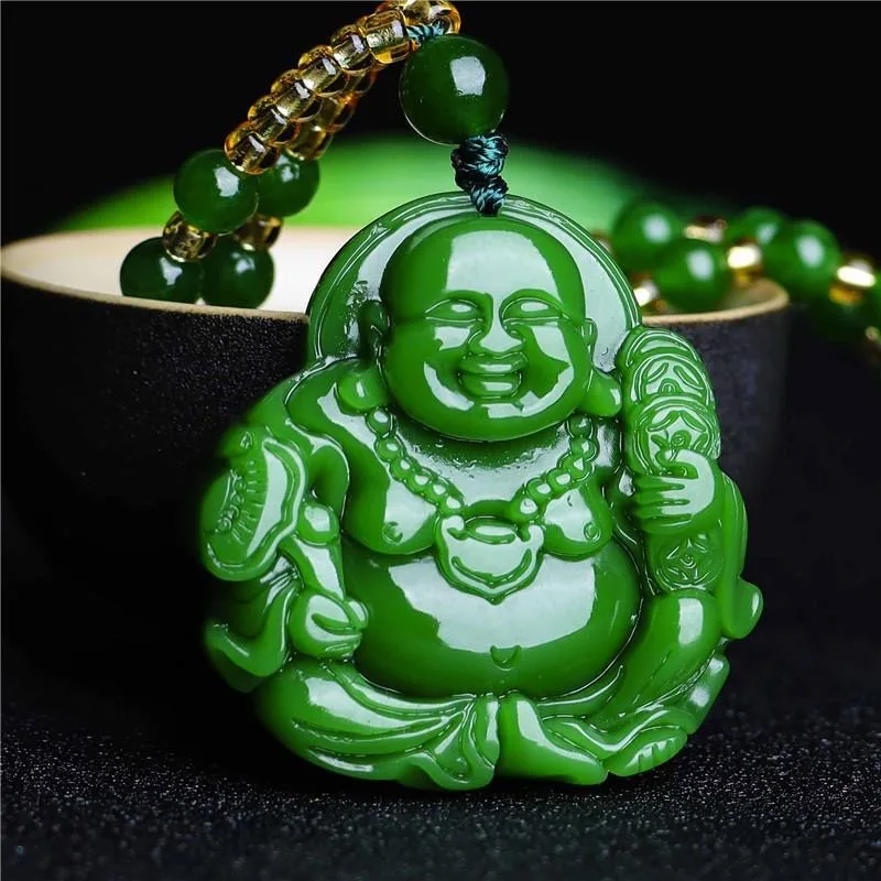 Jewelry & Watches Store - Chinese Green Jade Maitreya Buddha Pendant