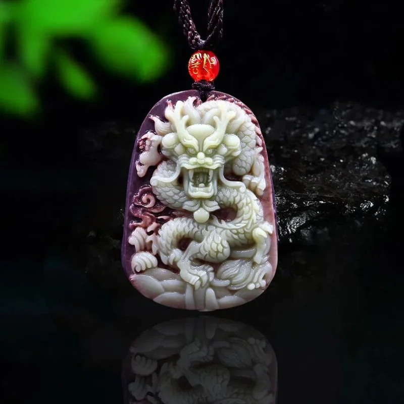 Jewelry & Watches Store - Purple Robe Jade Dragon Pendant Necklace
